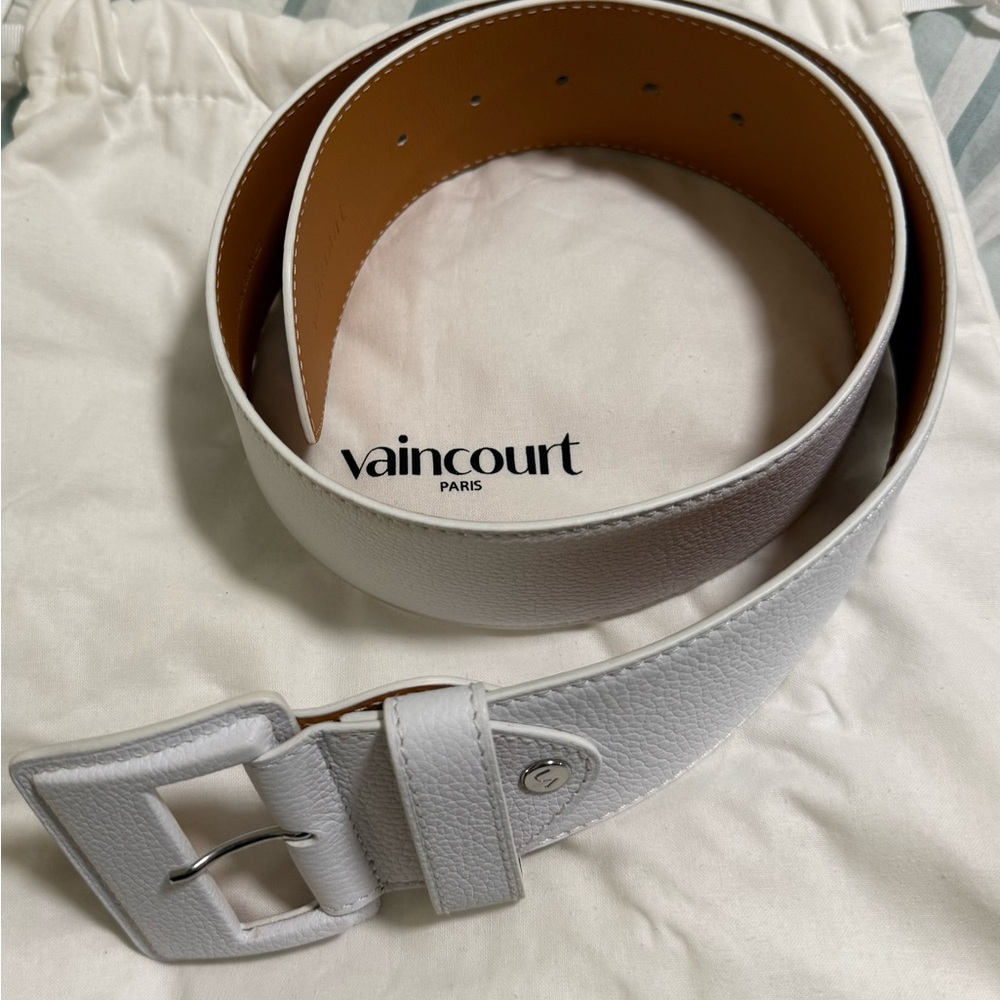 Vaincourt La Merveilleuse 60MM Leather Belt, White, Size 85